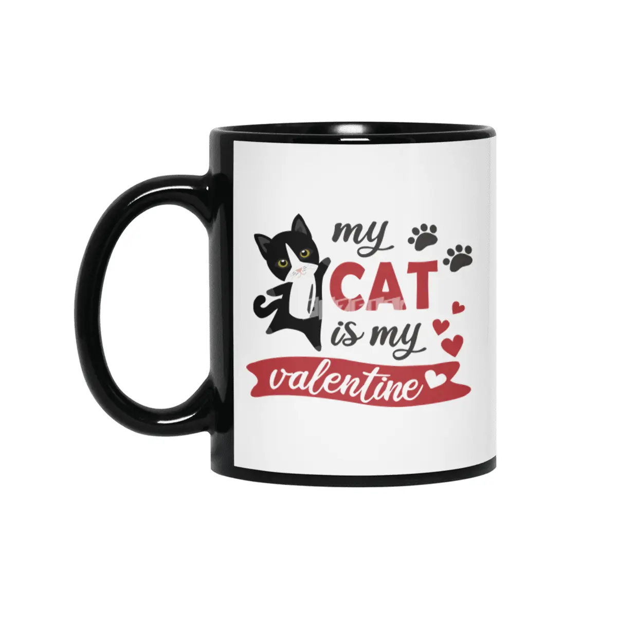 My Cat Is My Valentine Cute Black Cats Heart Siyah Kupa
