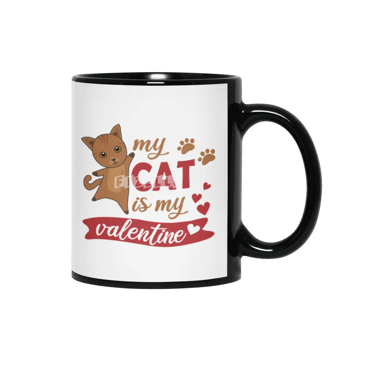 My Cat Is My Valentine Cute Cat Mom Brown Siyah Kupa
