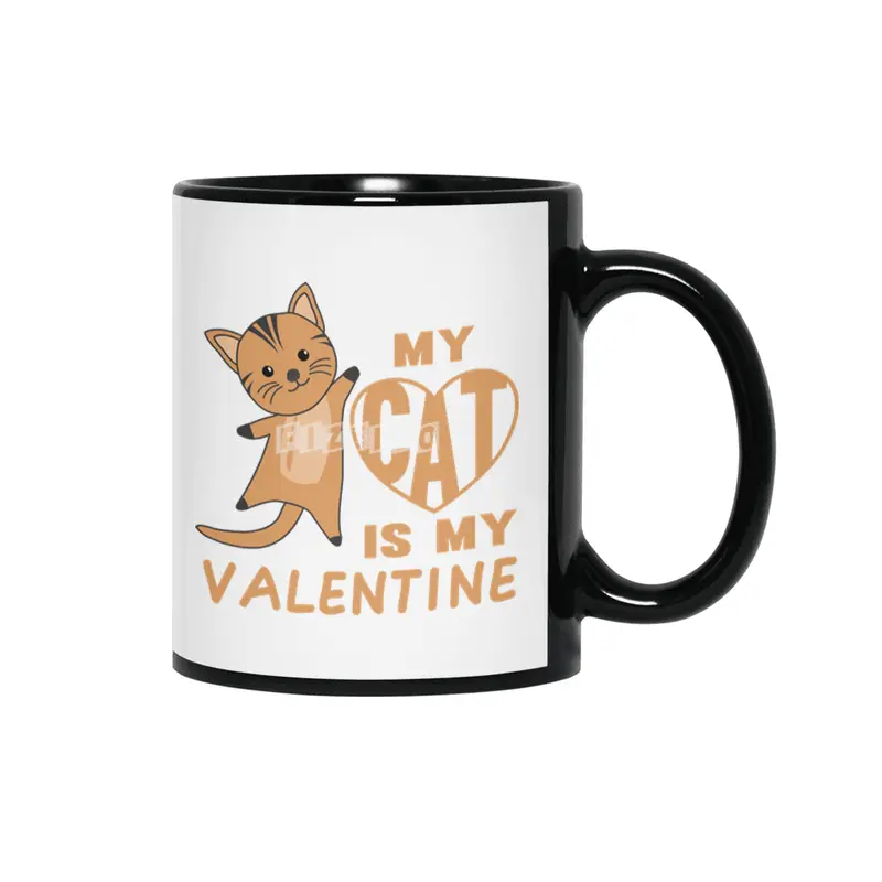 My Cat Is My Valentine Cute Cats For Women Siyah Kupa