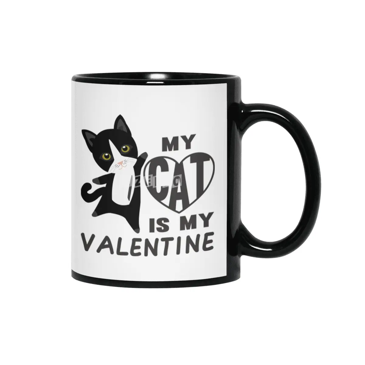 My Cat Is My Valentine Cute Cats For Women Heart Siyah Kupa