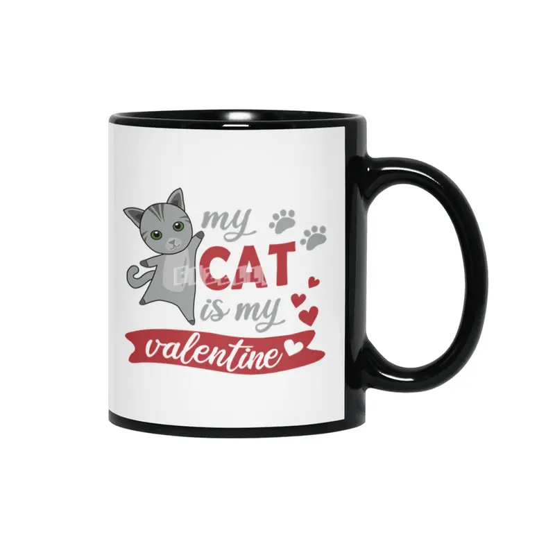 My Cat Is My Valentine Cute Cats Heart Siyah Kupa