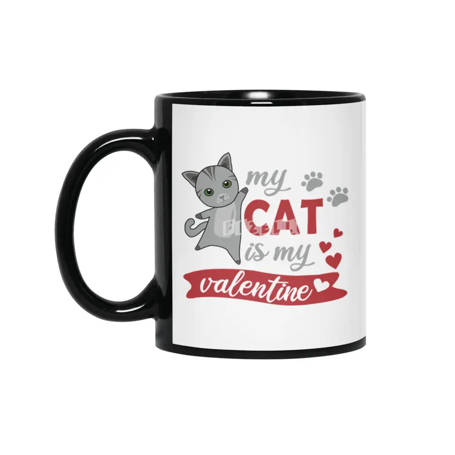 My Cat Is My Valentine Cute Cats Heart Siyah Kupa