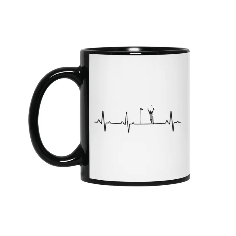 EKG Heartbeat Golf Golfer Design Siyah Kupa