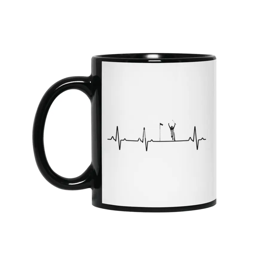 EKG Heartbeat Golf Golfer Design Siyah Kupa