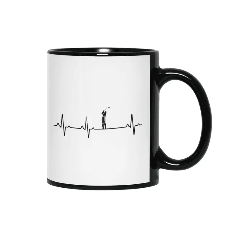 Heartbeat I EKG I Golf I Golfer I Ball I Gift Siyah Kupa