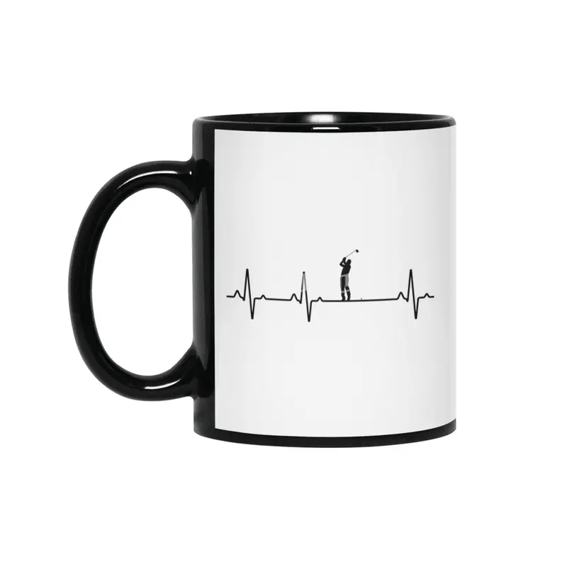 Heartbeat I EKG I Golf I Golfer I Ball I Gift Siyah Kupa