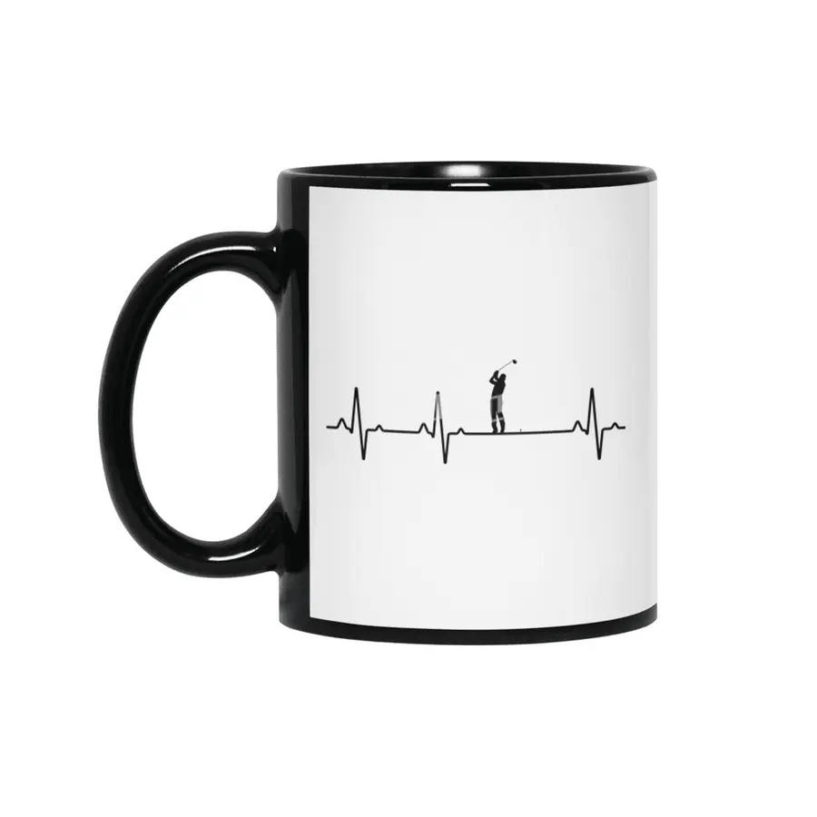 Heartbeat I EKG I Golf I Golfer I Ball I Gift Siyah Kupa
