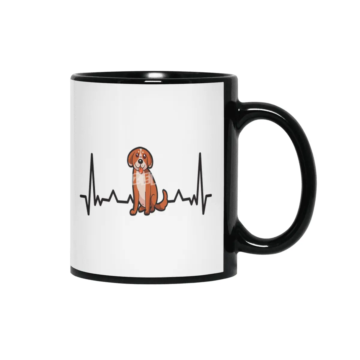 Cute Dog Puppy Heartbeat for Dog Lovers Siyah Kupa
