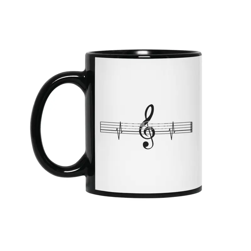 Music Heartbeat Cute Music Lovers Siyah Kupa