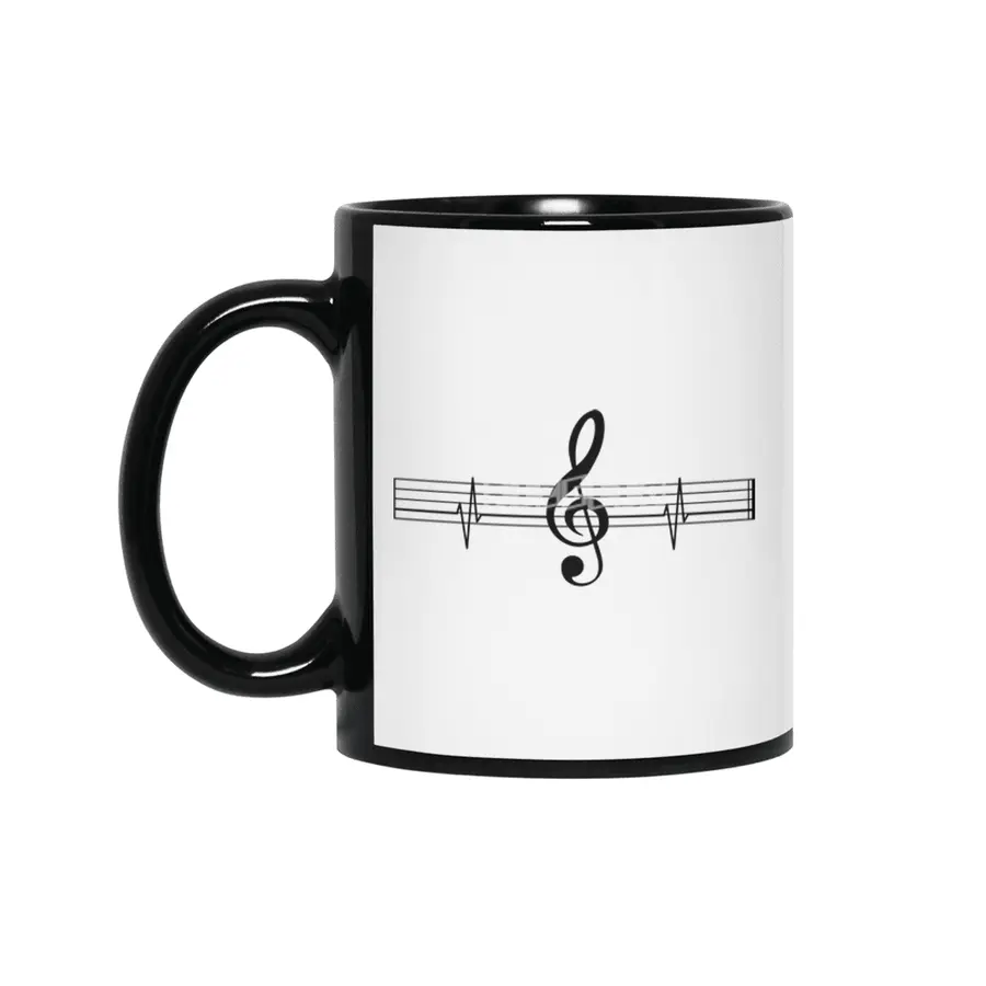 Music Heartbeat Cute Music Lovers Siyah Kupa