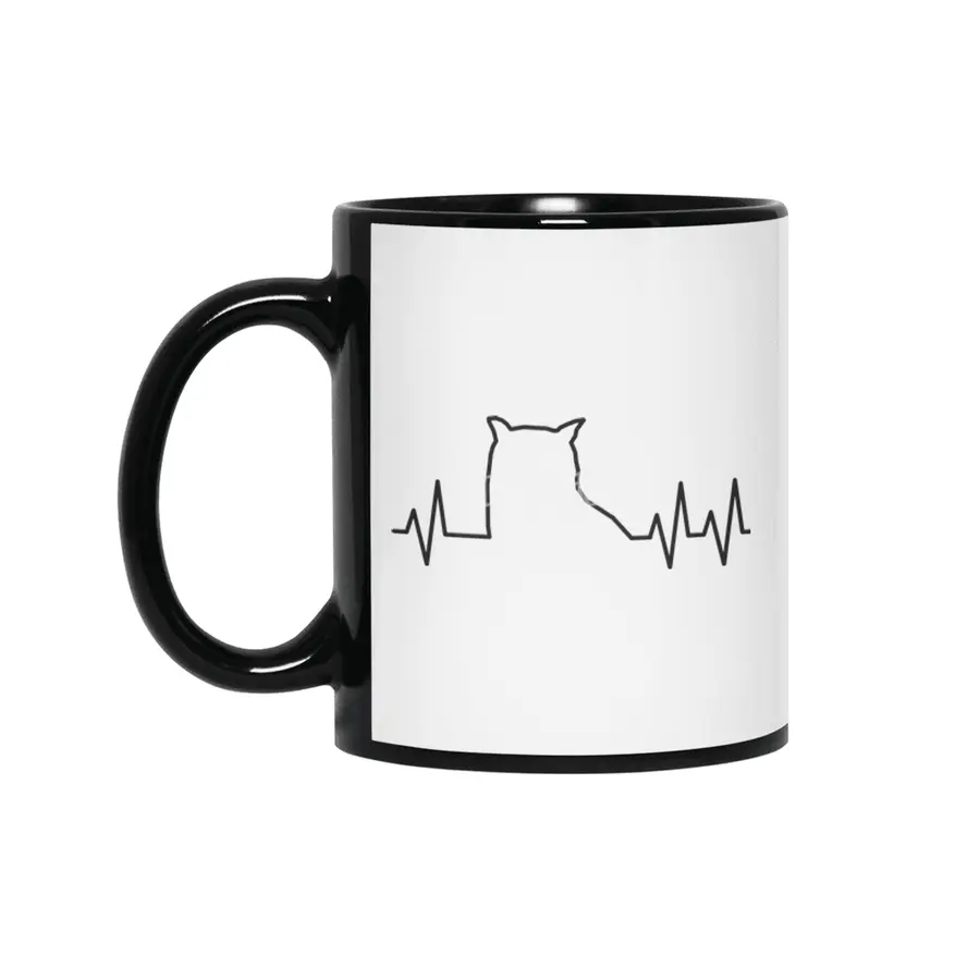 Owl Heartbeat Siyah Kupa