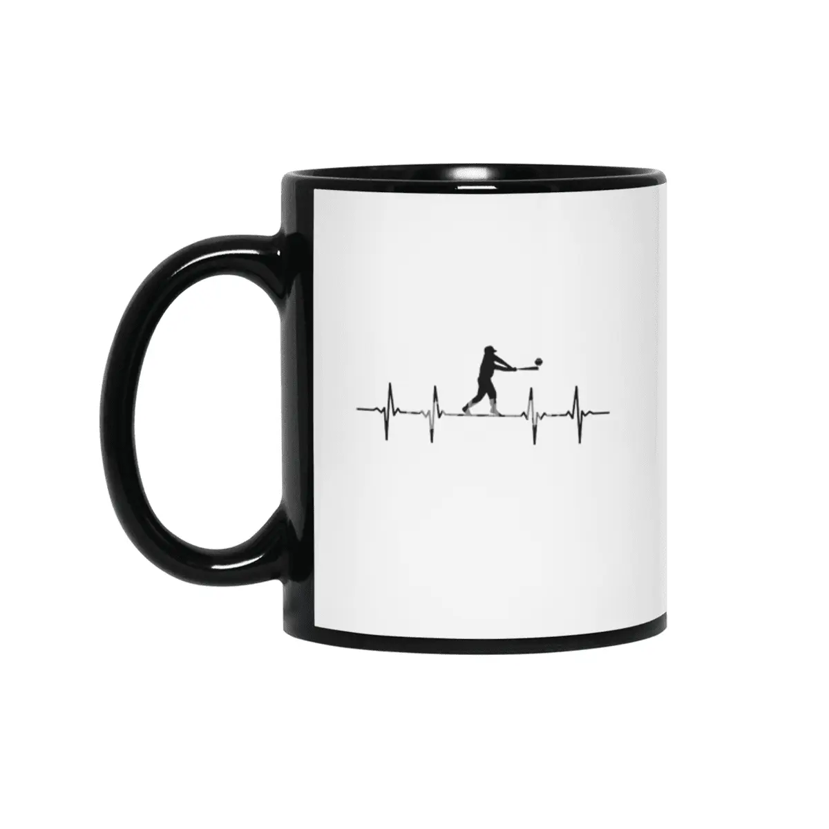 Baseball heartbeat design for baseball players, coaches and lovers Siyah Kupa