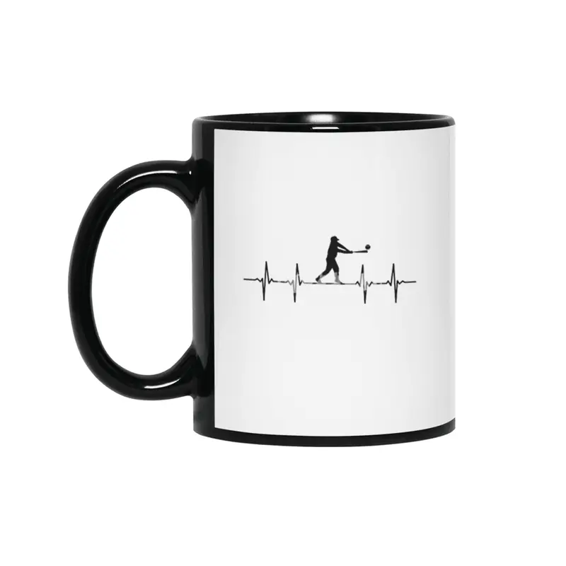 Baseball heartbeat design for baseball players, coaches and lovers Siyah Kupa