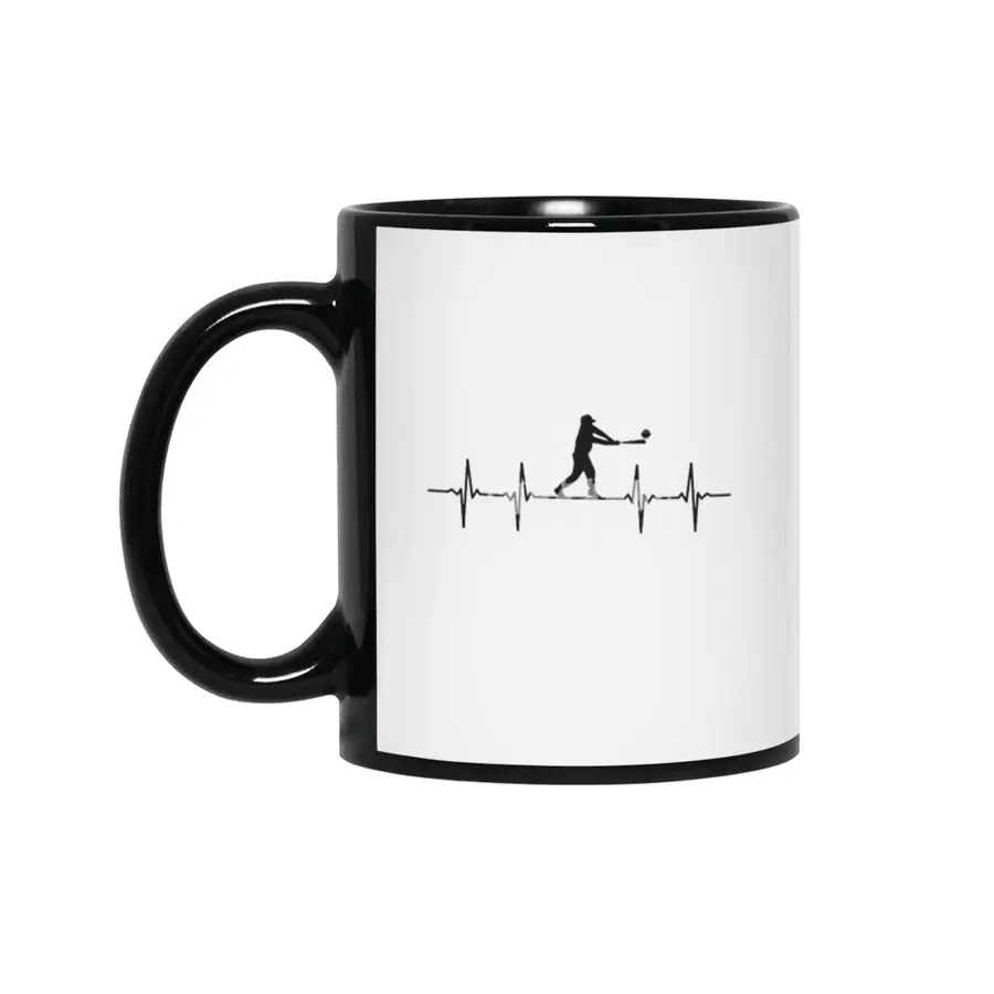 Baseball heartbeat design for baseball players, coaches and lovers Siyah Kupa