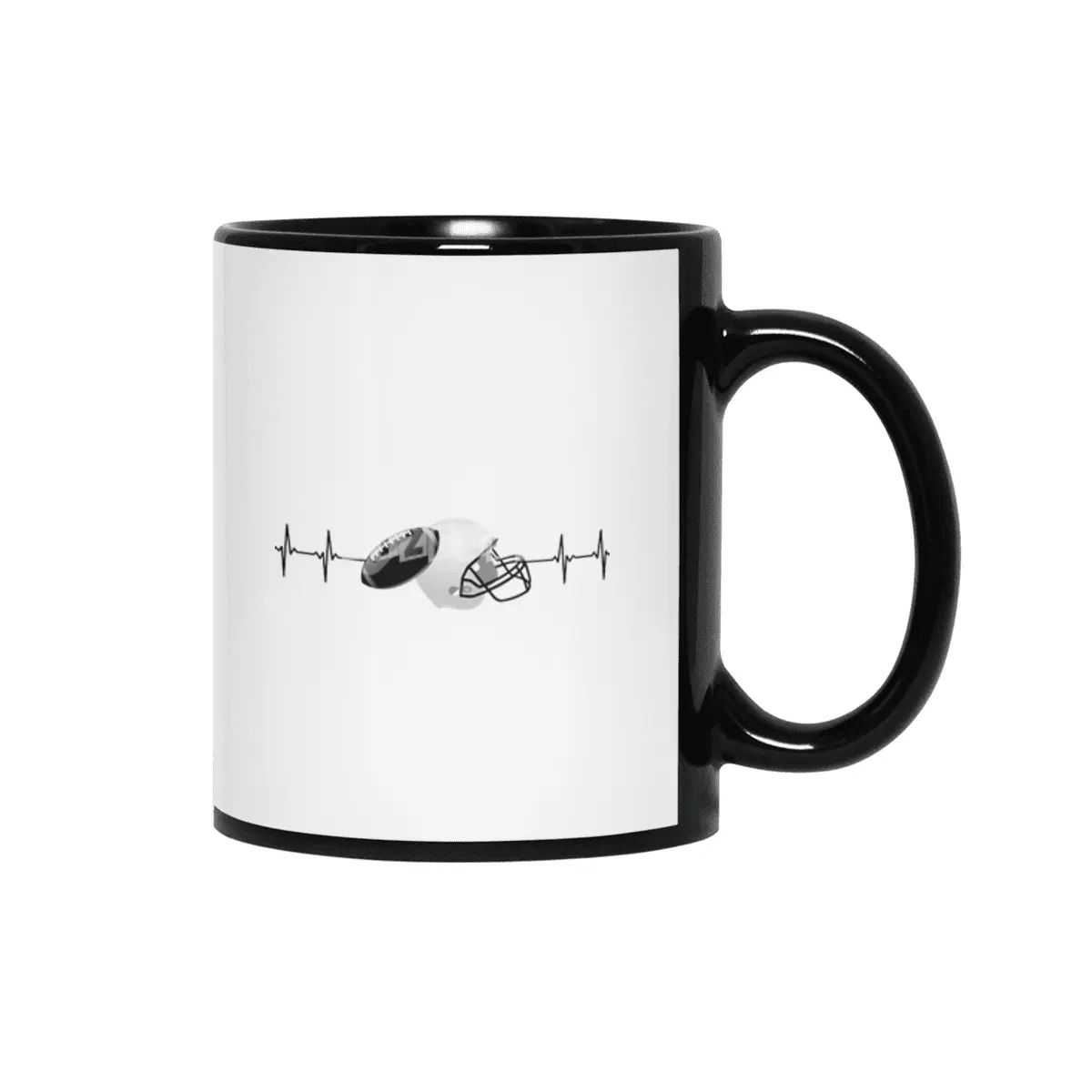 Rugby heartbeat design for players, coach and sports lovers boys, girls, teens, young, men and women Siyah Kupa