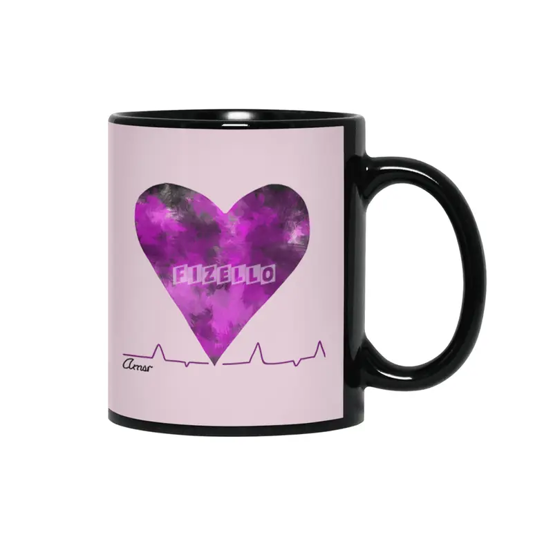 Heartbeat Cute Purple Heart With Love Mi Amor- Great Gift For Him This Christmas Siyah Kupa