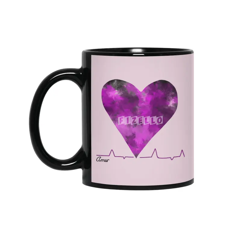 Heartbeat Cute Purple Heart With Love Mi Amor- Great Gift For Him This Christmas Siyah Kupa