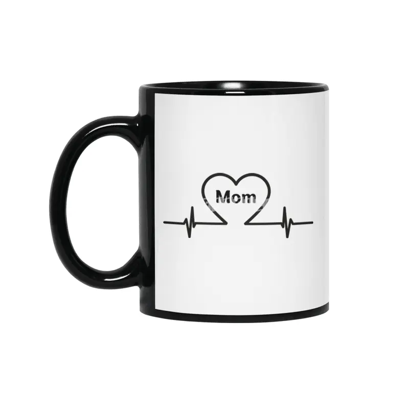 Heartbeat Mom - Mom Siyah Kupa