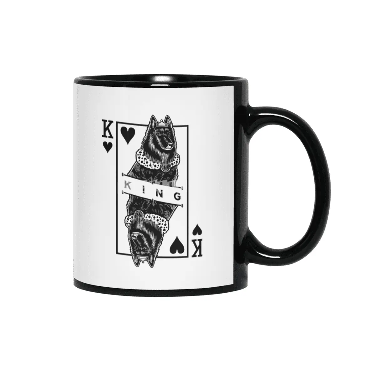 Belgian Sheepdog King Of Hearts Groenendael Dog Pop Art Siyah Kupa