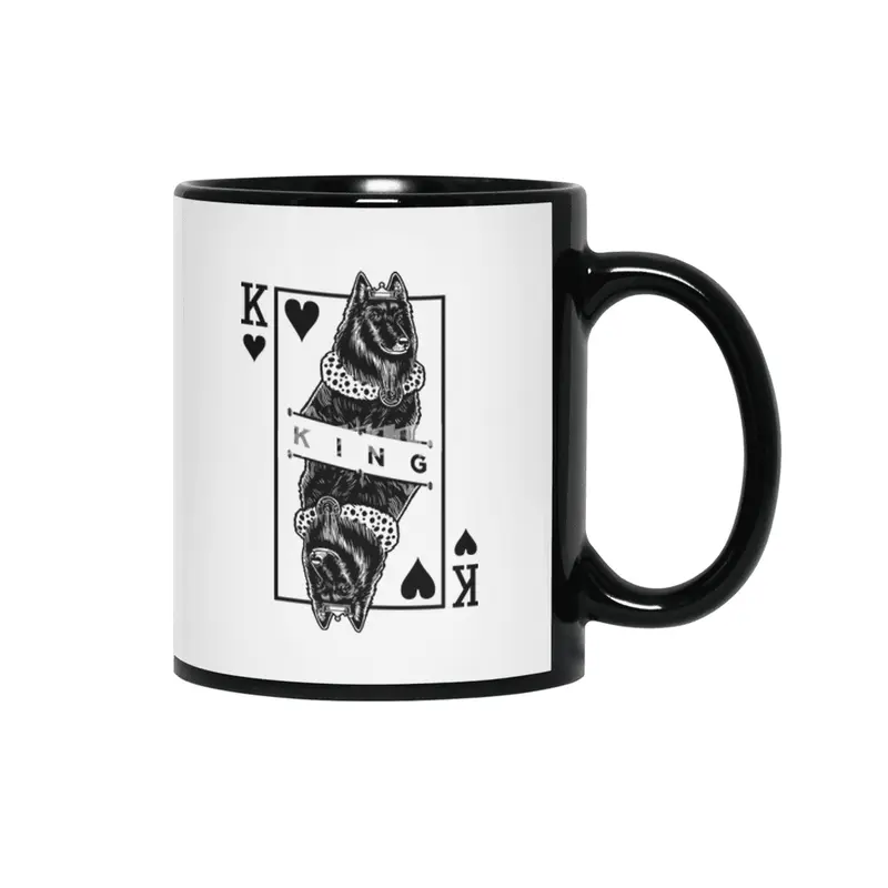 Belgian Sheepdog King Of Hearts Groenendael Dog Pop Art Siyah Kupa