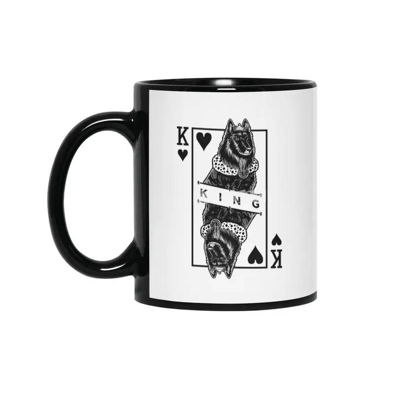 Belgian Sheepdog King Of Hearts Groenendael Dog Pop Art Siyah Kupa