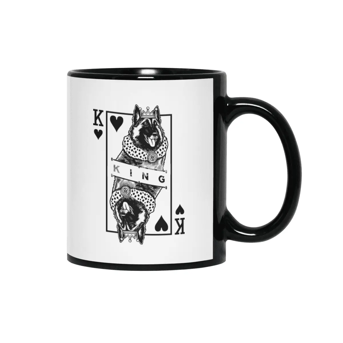 Belgian&nbsp;Tervuren Shepherd King Of Hearts Funny Dog Pop Art Siyah Kupa