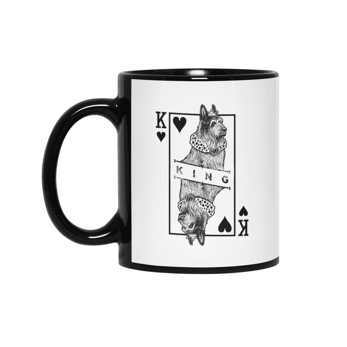 Berger Picard King Of Hearts Funny Dog Lover Pop Art Siyah Kupa