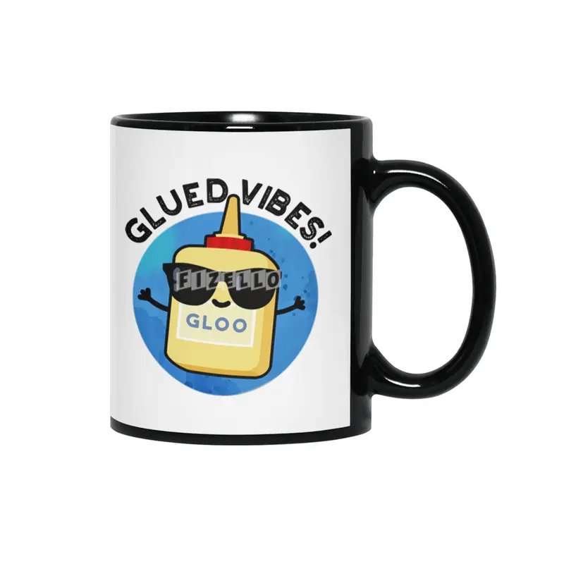 Glued Vibes Cute Good Vibes Glue Pun Siyah Kupa