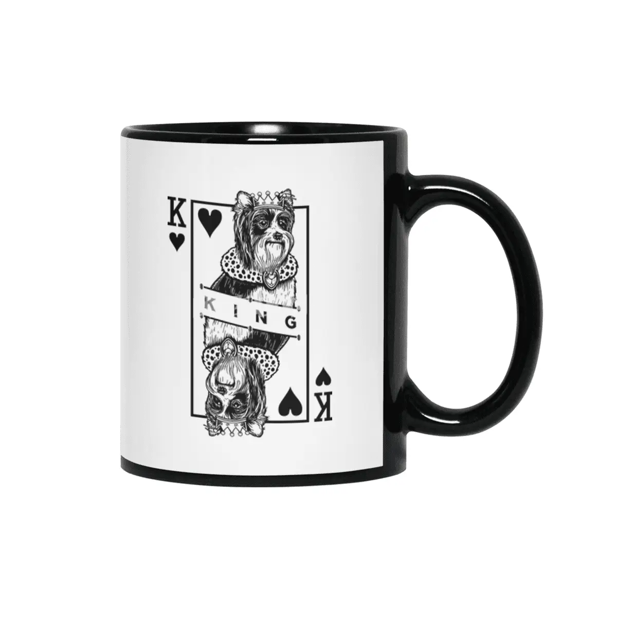 Biewer Terrier King Of Hearts Funny Dog Lover Pop Art Siyah Kupa