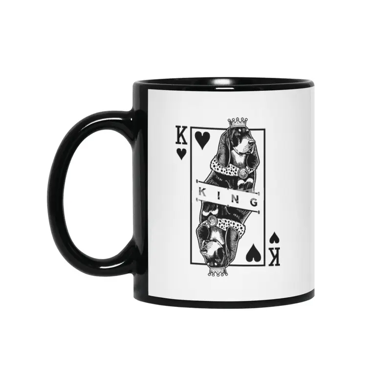Black and Tan Coonhound King Of Hearts Dog Lover Pop Art Siyah Kupa