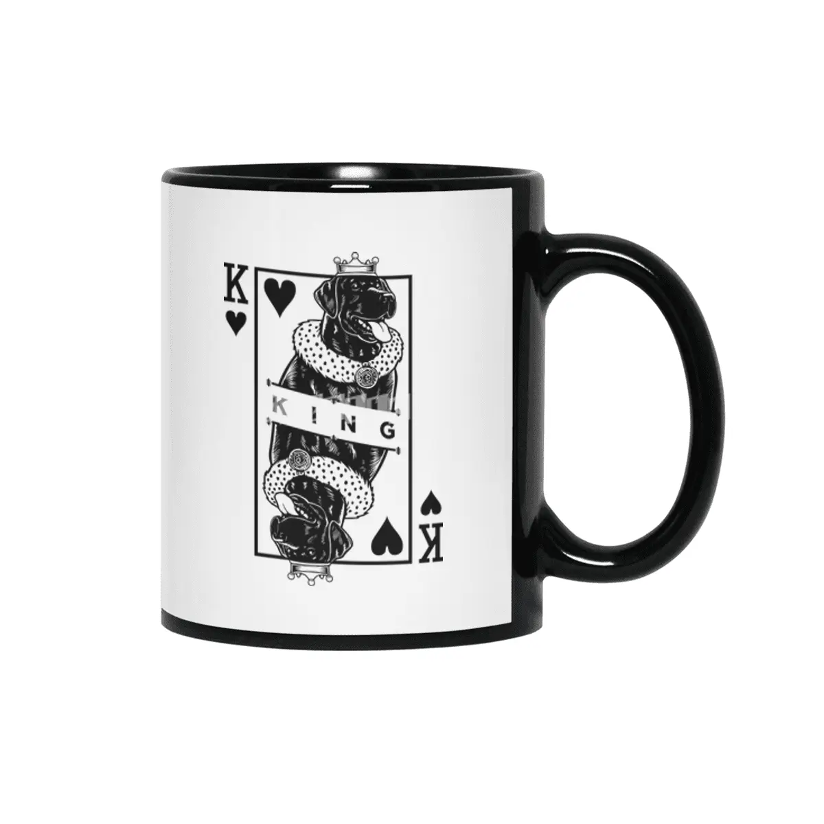 Black Labrador Retriever King Of Hearts Funny Dog Pop Art Siyah Kupa