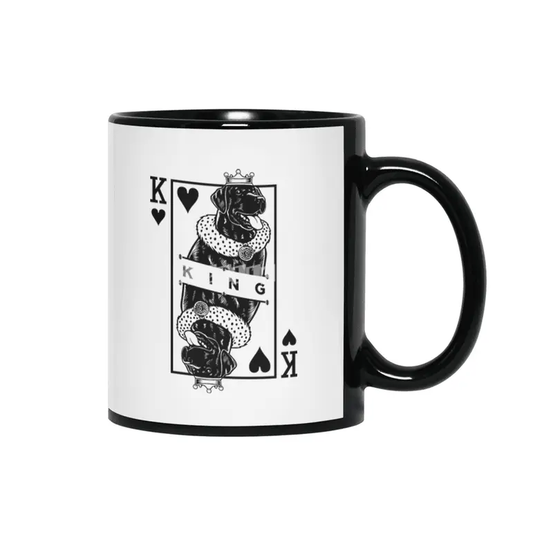 Black Labrador Retriever King Of Hearts Funny Dog Pop Art Siyah Kupa