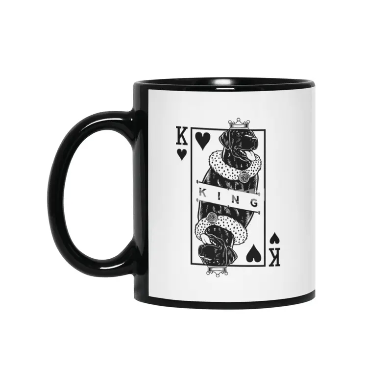 Black Labrador Retriever King Of Hearts Funny Dog Pop Art Siyah Kupa