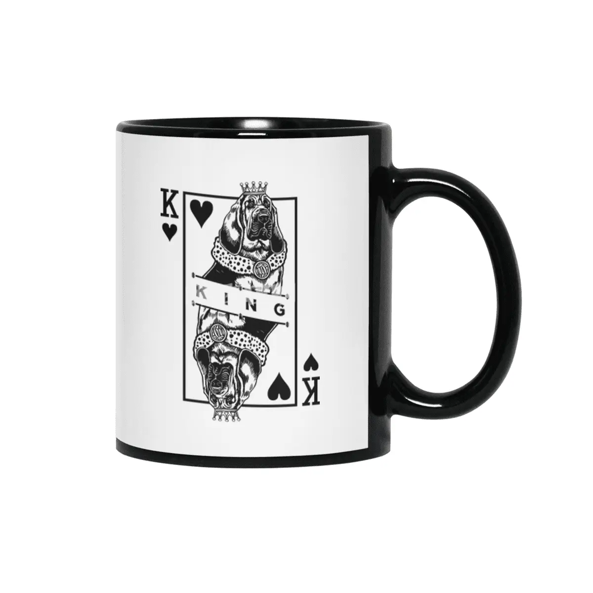 Bloodhound King Of Hearts Funny Dog Lover Pop Art Siyah Kupa