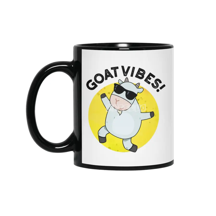 Goat Vibes Cute Good Vibes Pun Siyah Kupa