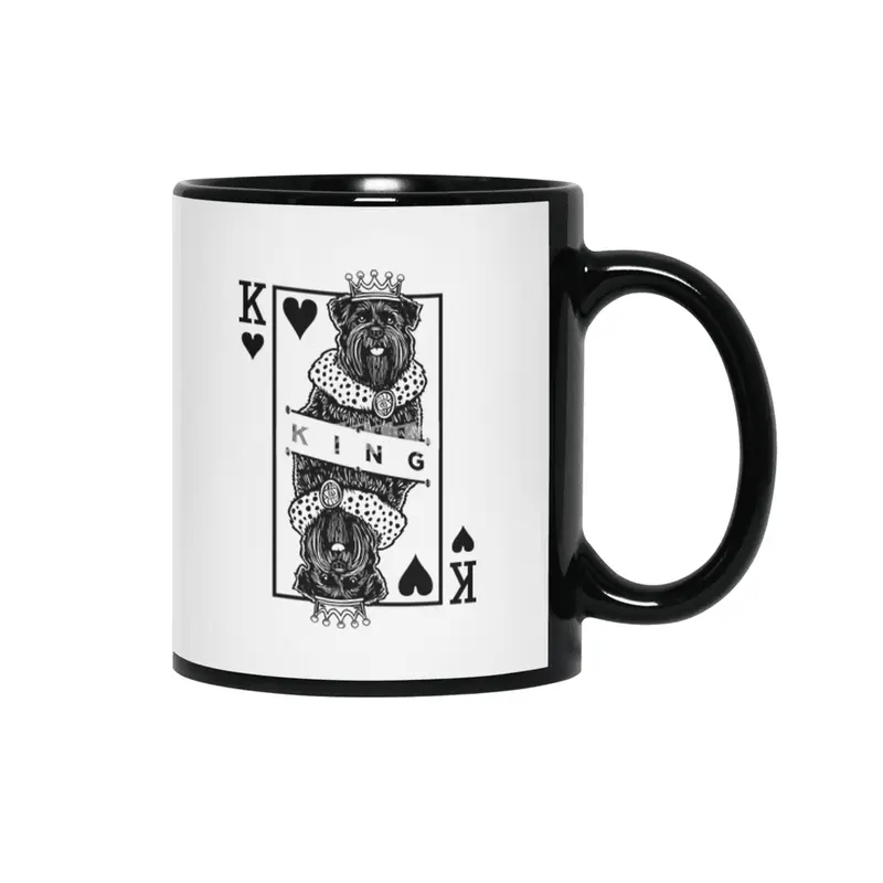 Bouvier des Flandres King Of Hearts Funny Dog Lover Pop Art Siyah Kupa