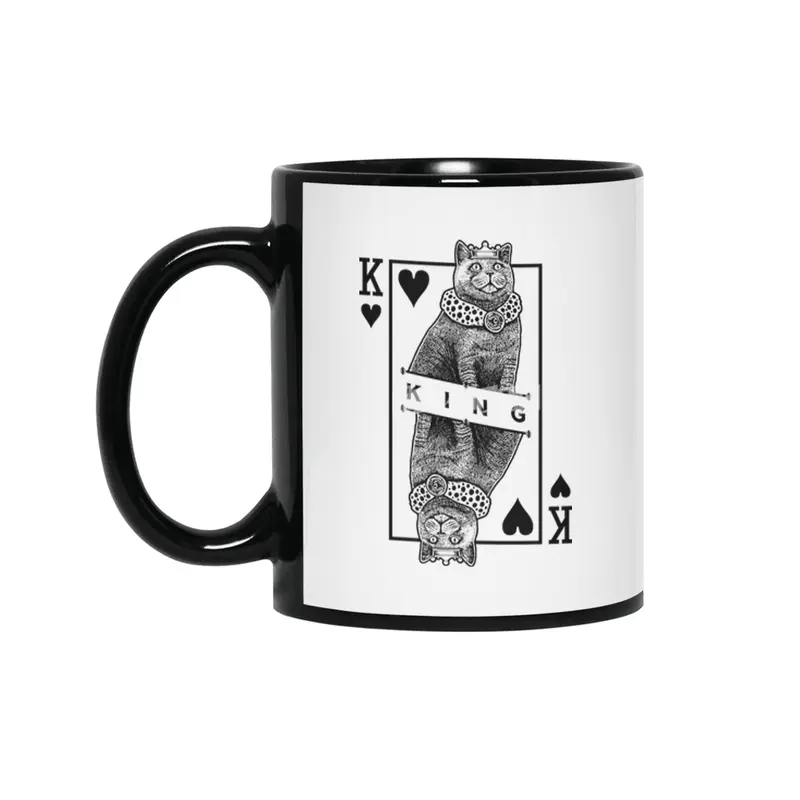 British Shorthair King Of Hearts Funny Cat Lover Pop Art Siyah Kupa