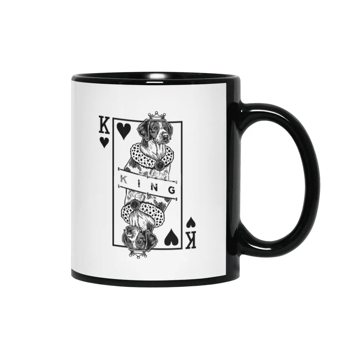 Brittany Spaniel King Of Hearts Funny Dog Lover Pop Art Siyah Kupa