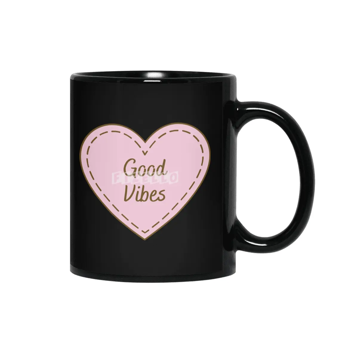 I Love Good Vibes Simple Heart Design Siyah Kupa