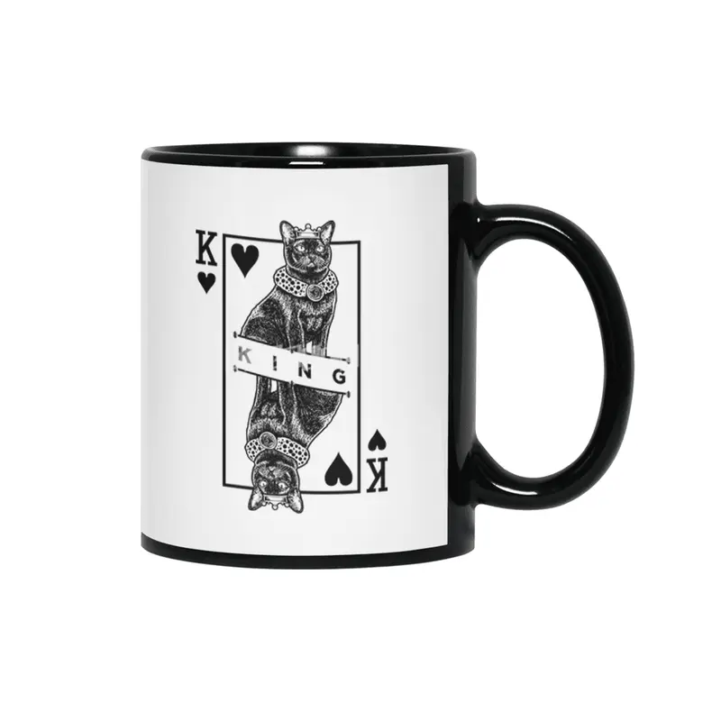 Burmese Cat Lover King Of Hearts Funny Pop Art Siyah Kupa