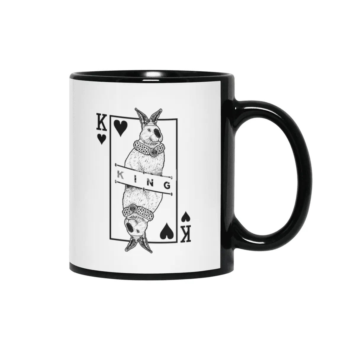 Californian Bunny Rabbit King Of Hearts Funny Pet Pop Art Siyah Kupa