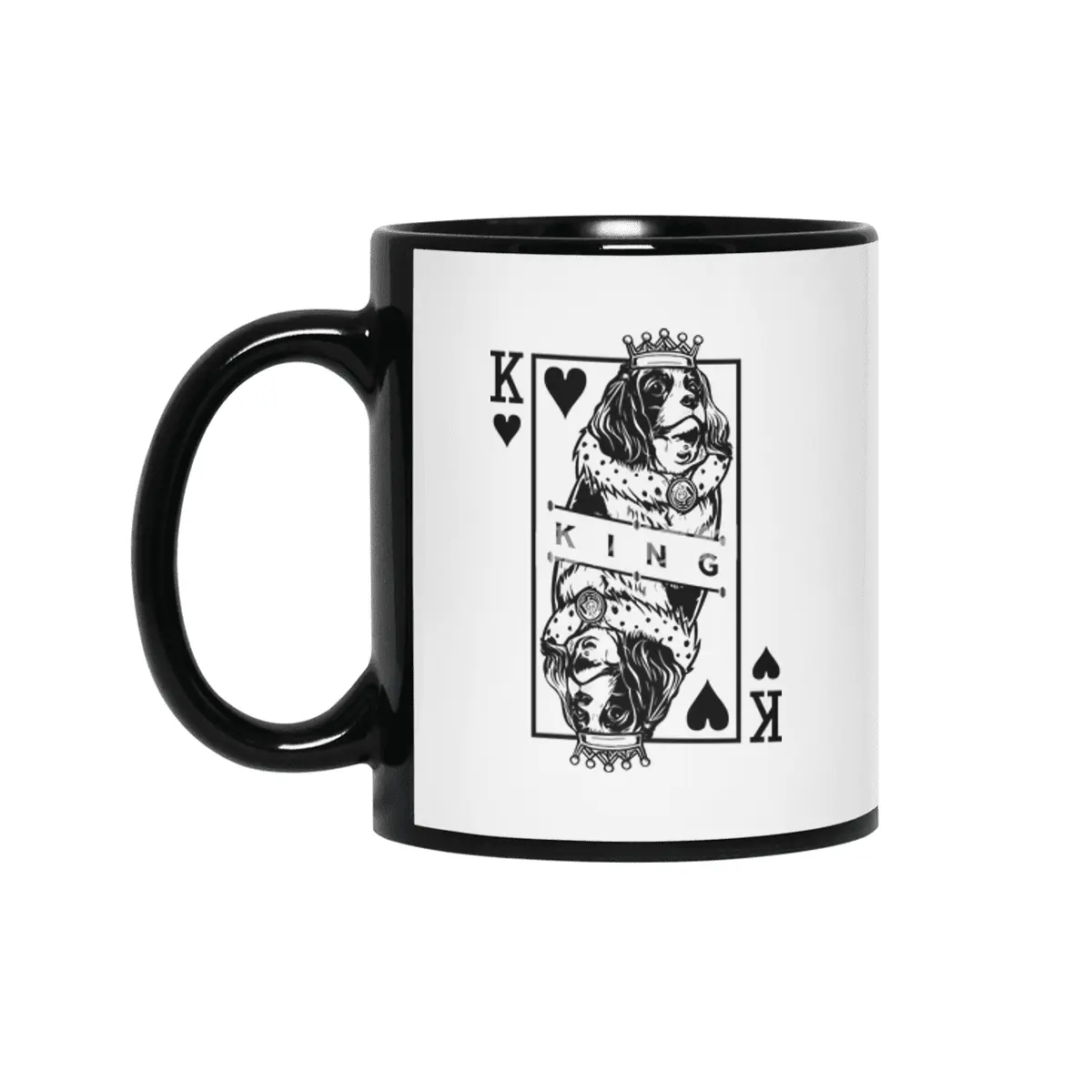 Cavalier King Charles Spaniel King Of Hearts Dog Pop Art Siyah Kupa