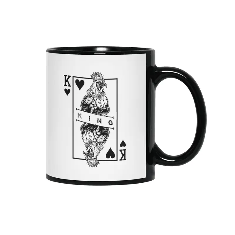 Chicken Lover Rooster King Of Hearts Farm Poultry Pop Art Siyah Kupa