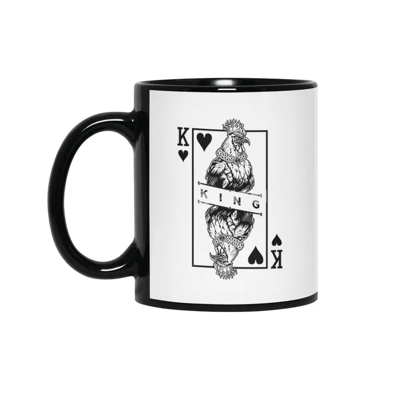 Chicken Lover Rooster King Of Hearts Farm Poultry Pop Art Siyah Kupa