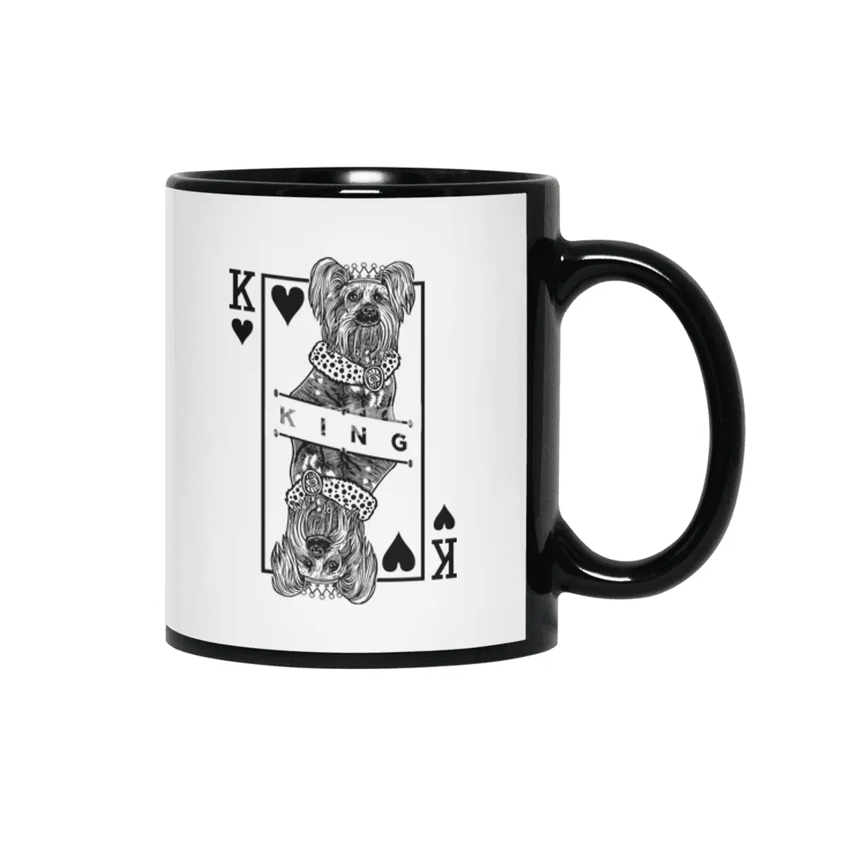 Chinese Crested Dog Lover King Of Hearts Funny Pop Art Siyah Kupa