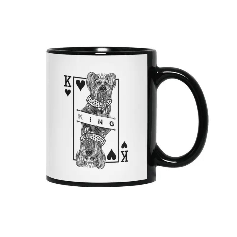 Chinese Crested Dog Lover King Of Hearts Funny Pop Art Siyah Kupa