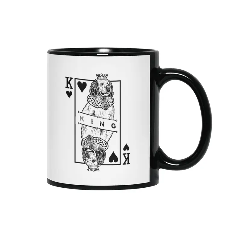 Clumber Spaniel King Of Hearts Funny Dog Lover Pop Art Siyah Kupa