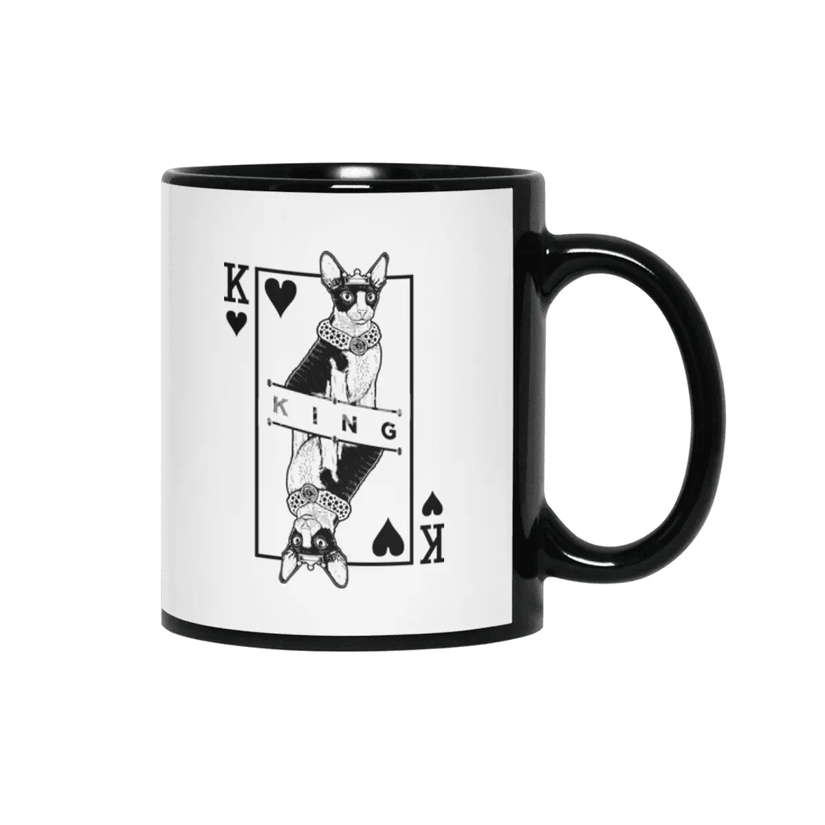 Cornish Rex Cat Lover King Of Hearts Funny Pop Art Siyah Kupa