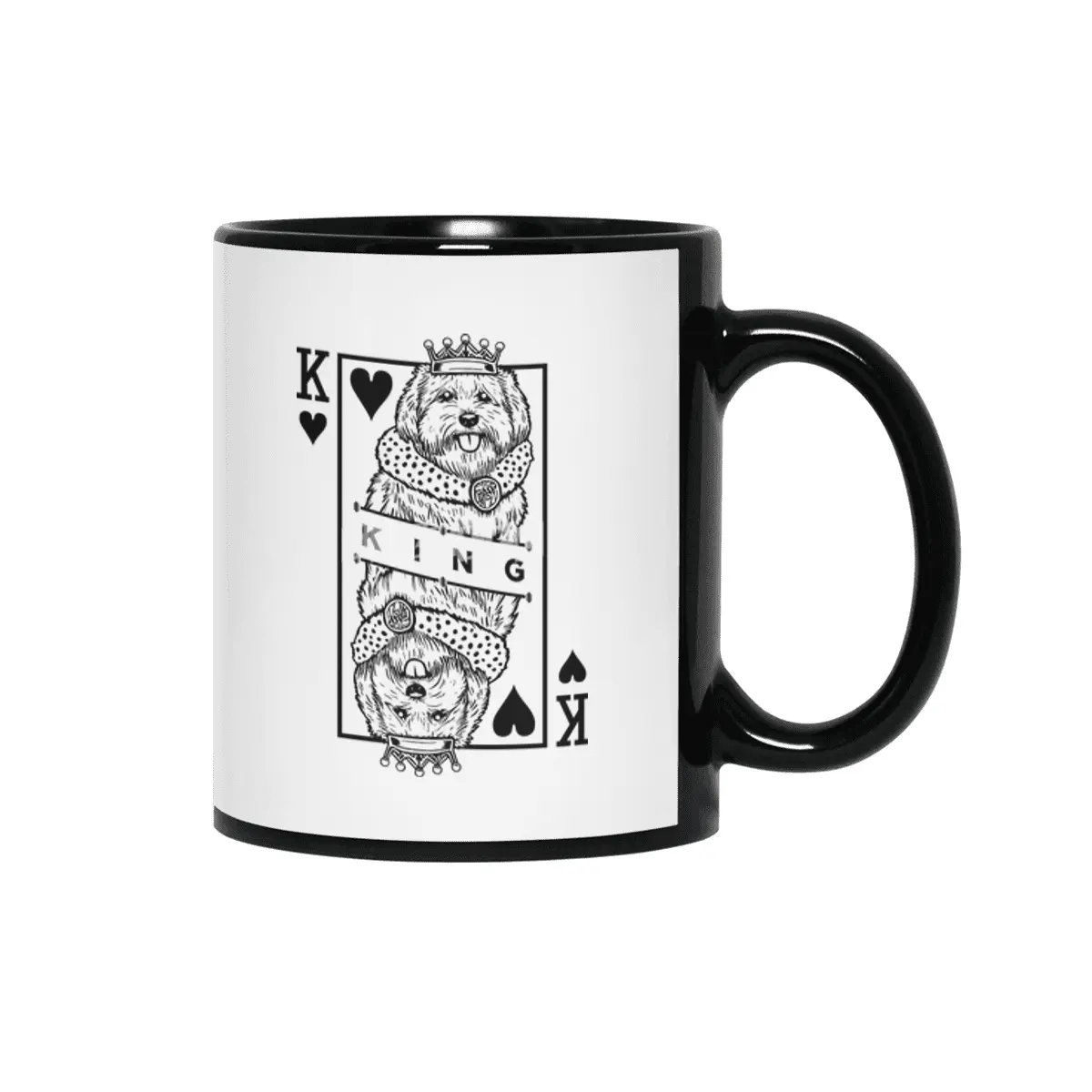 Coton de Tulear King Of Hearts Funny Dog Lover Pop Art Siyah Kupa