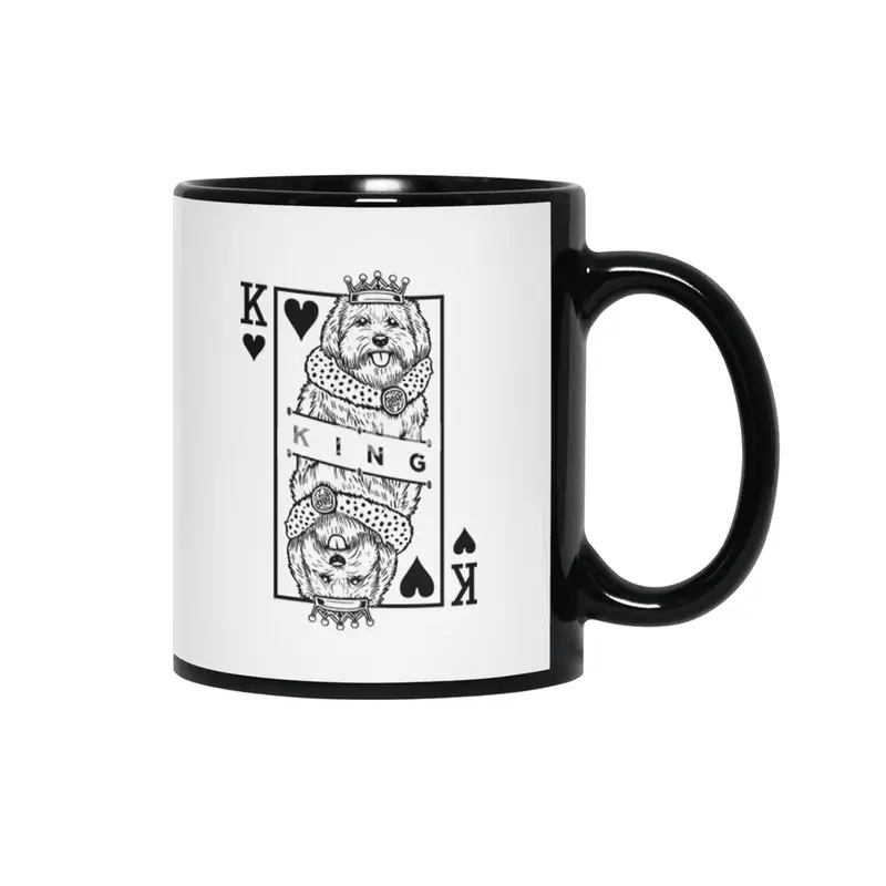 Coton de Tulear King Of Hearts Funny Dog Lover Pop Art Siyah Kupa